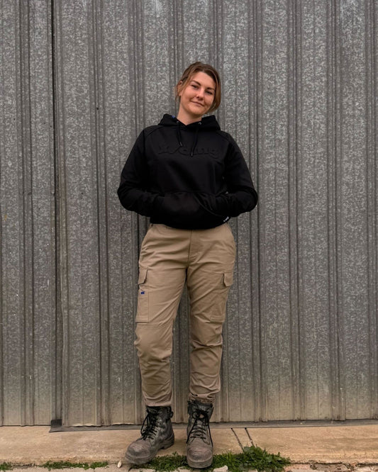 UFW-1 Women's Raglan Hoodie - Black Embossed